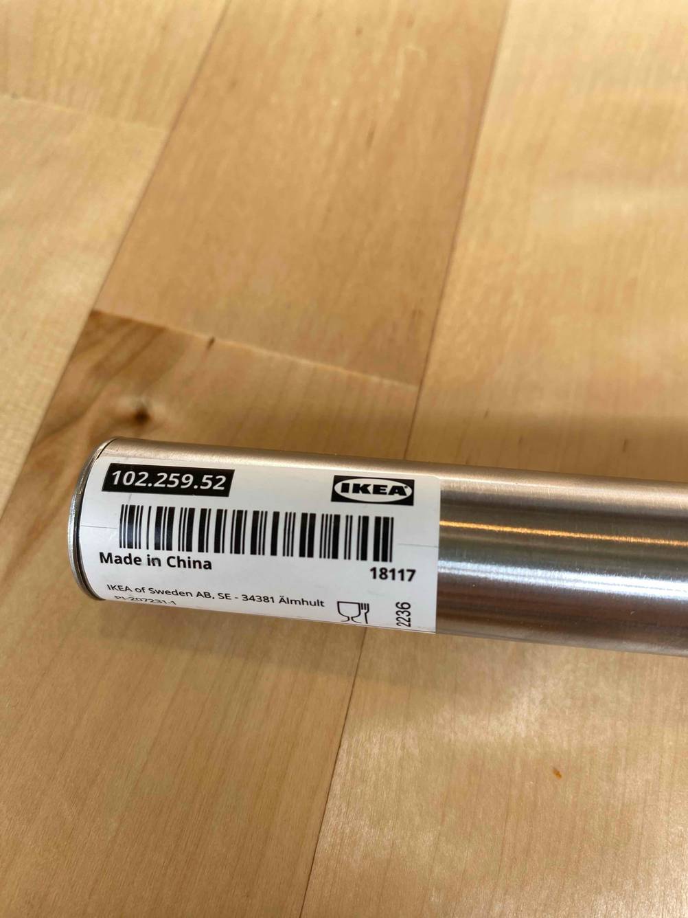 Barcode von einem getesteten Schneebesen.