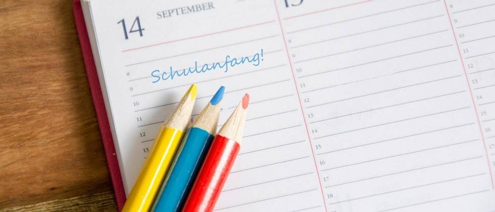 Step-by-Step-Schulranzen im Test: Ein Terminplaner in dem der Schulanfang markiert wurde