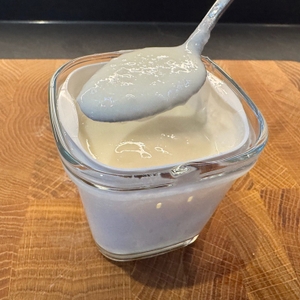 Ein Löffel mit fertigem Joghurt aus dem SEB YG660100
