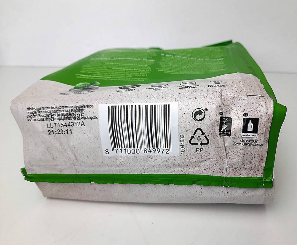 Unterseite der Verpackung der Senseo-Pads im Test.