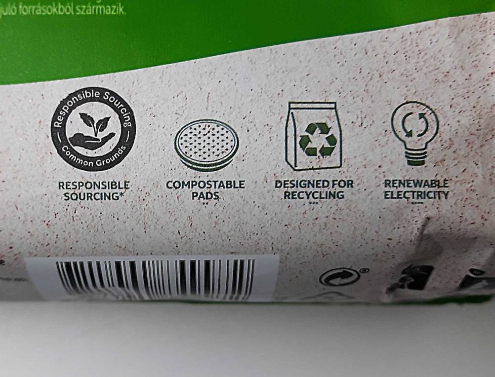 Senseo-Pads-Test: Nahaufnahme der Infografiken auf der Verpackung.
