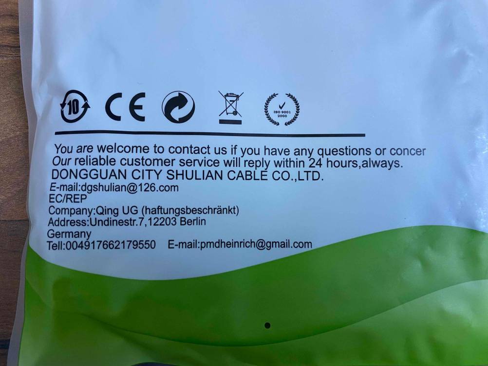 Verpackung eines Shulian Cable 3m-HDMI-Kabels im Test.