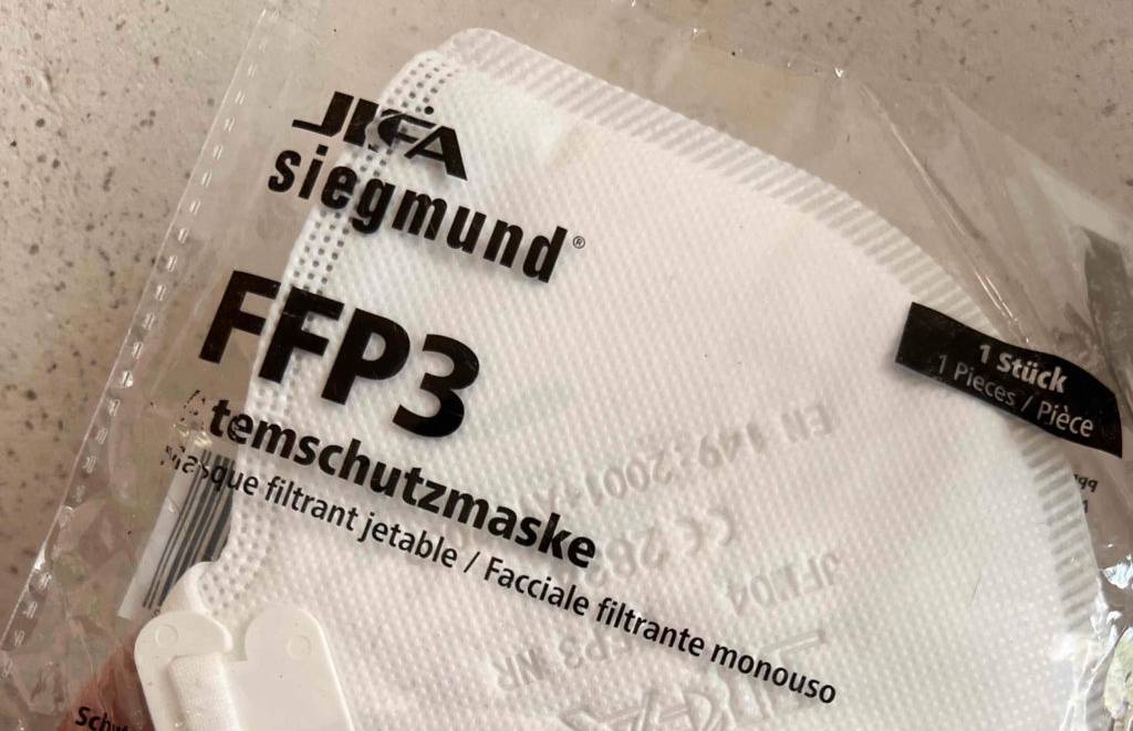 FFP3-Atemschutzmaske-Test: Nahaufnahme einer FFP3 Maske in Verpackung