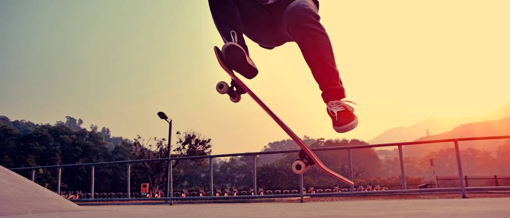 skateboard sprung sonne