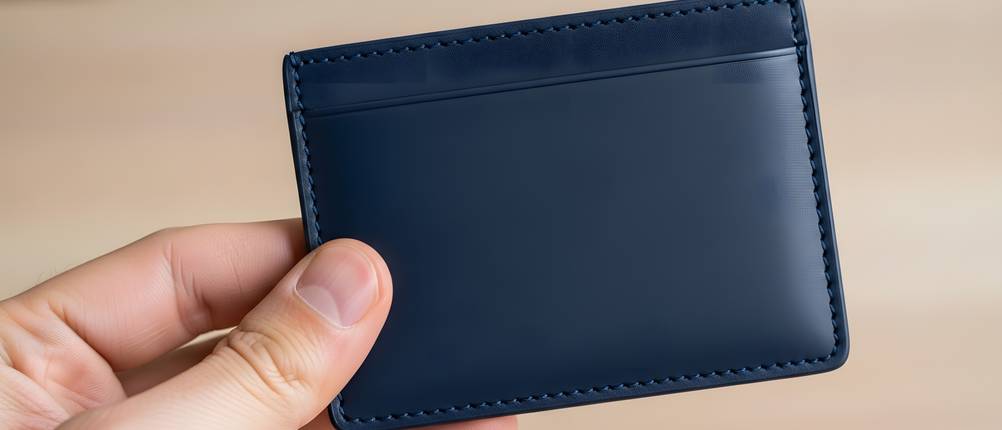 Mini-Geldbörse im Test: Ansicht eines schwarzen Slim Wallets