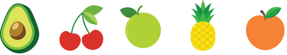 Vector-Grafik verschiedener Früchte in einer Reihe