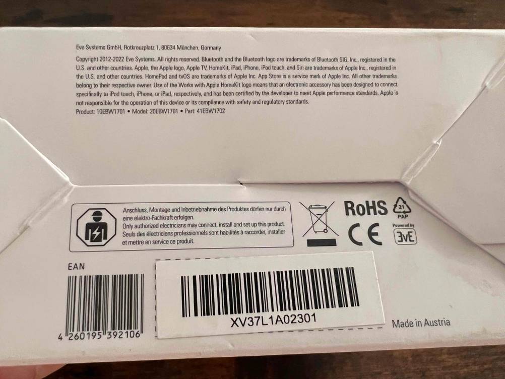 Im Test: Boden einer Originalverpackung eines Smart-Home-Lichtschalters.