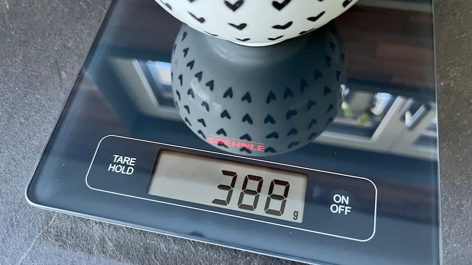 388 Gramm Anzeige auf Küchenwaage Soehnle Page Profi