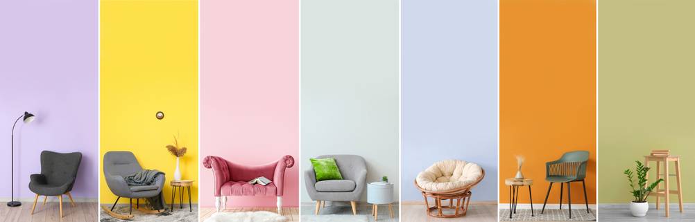 Songmics-Stuhl-Test: Unterschiedliche Stuhlarten in verschiedenen Designs sind nebeneinander dargestellt.