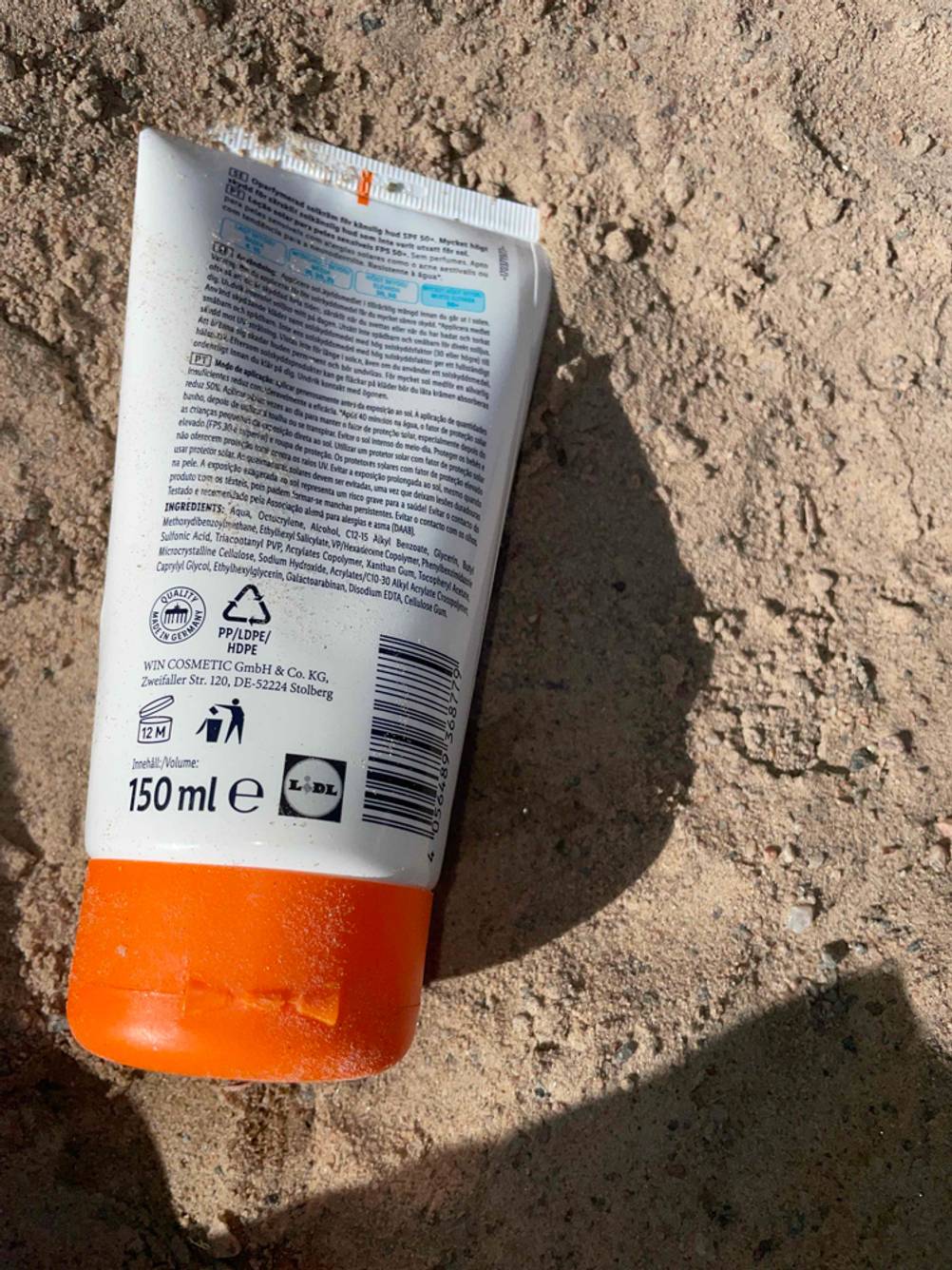 Cien Sun Sonnencreme in Rückansicht.