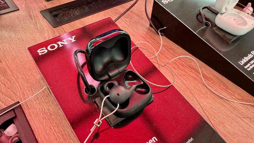 Das Ladecase der getesteten Sony-In-Ear-Kopfhörer mit den Kopfhörern darin.