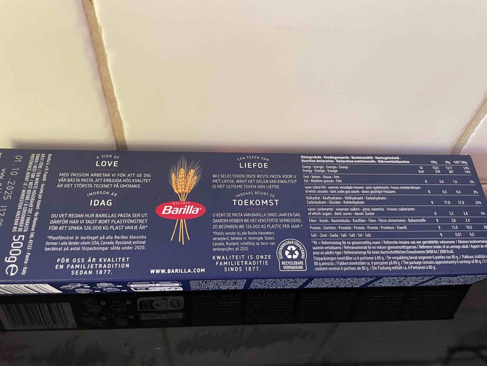Rückseite einer Packung Spaghetti im Test.