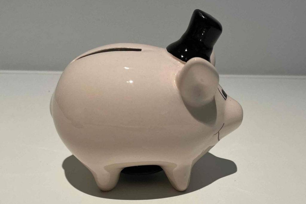 Sparschwein-Test: Sparschwein in der Seitenansicht.