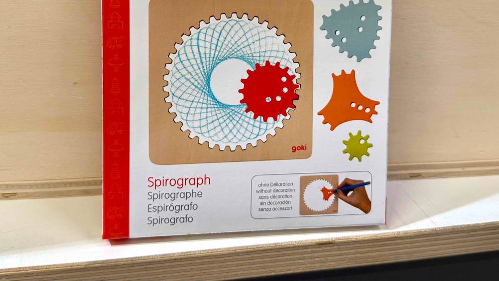 Spirograph getestet: Nahaufnahme der Verpackung mit Artikelbezeichnung.