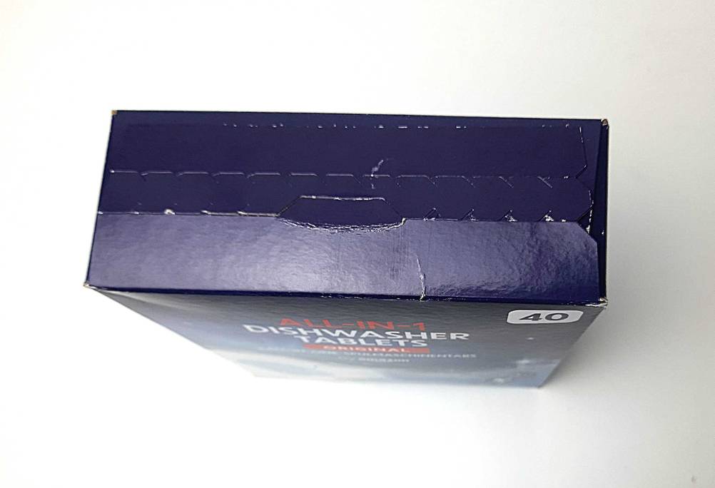 Getestet: Die Packung Spülmaschinentabs ohne Plastik von oben.
