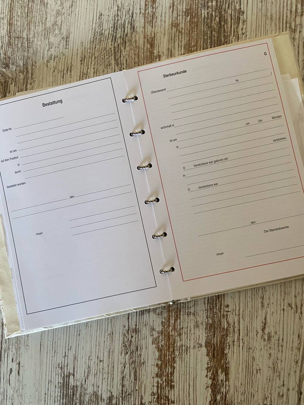 Stammbuch im Test: Nahaufnahme der Innenseiten.