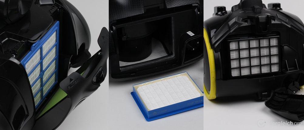 Die verschiedenen Filter eines Staubsauger ohne Beutels im Test.