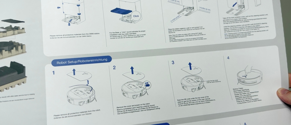 Die Nahaufnahme der Bedieungs des Staubsaugerroboters.