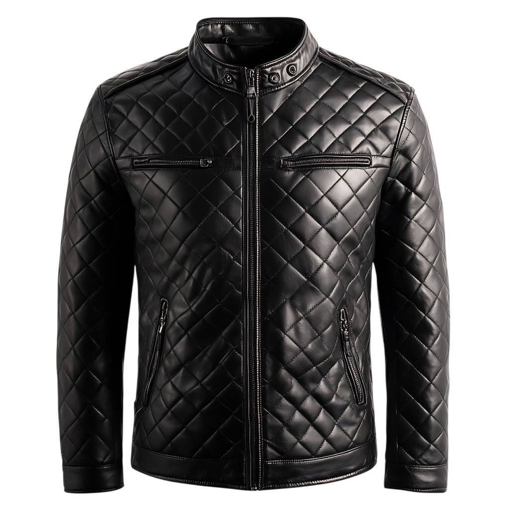 steppjacke-herren-test: Schwarze Steppjacke aus Leder