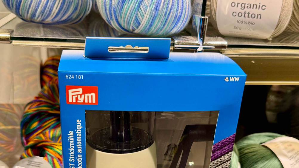 Strickmühle getestet: Nahaufnahme des Logos auf der Packung.