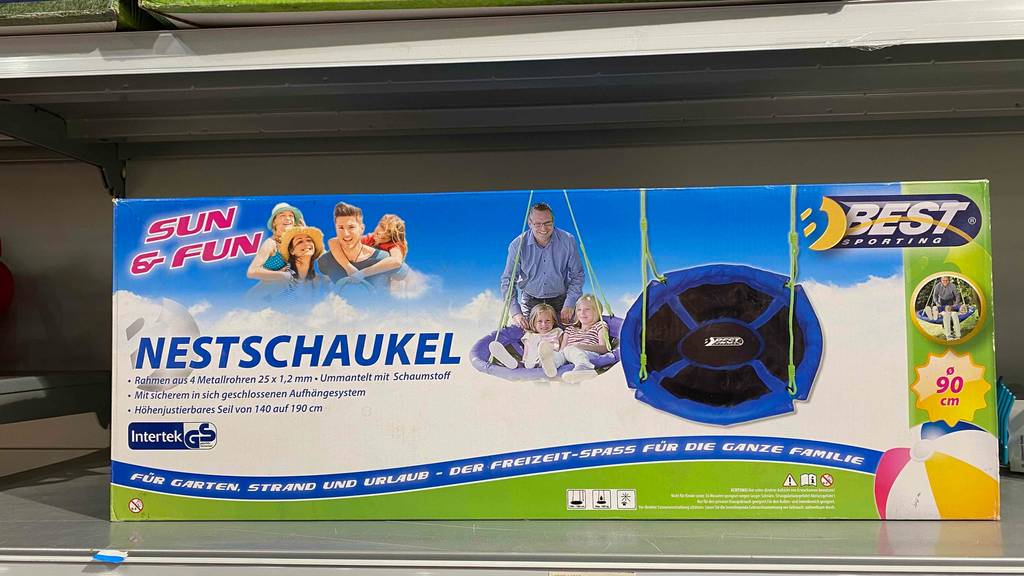 Nestschaukel getestet: Detailansicht der Verpackung.