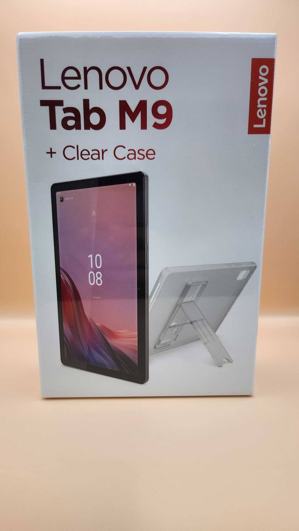 Die Originalverpackung des getesteten Tablet LTE von vorne.