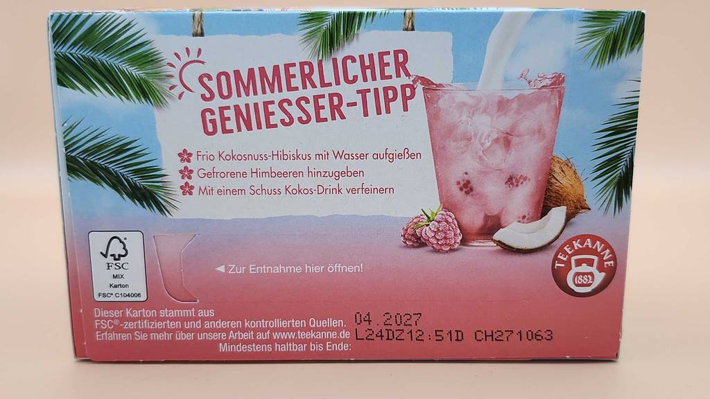 Detailansicht der Verpackung eines Cold brew Tees im Test.