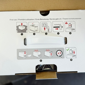 Auf dem Karton des getesteten Toasters von Tefal sind mehrere Bedienungshinweise aufgedruckt.