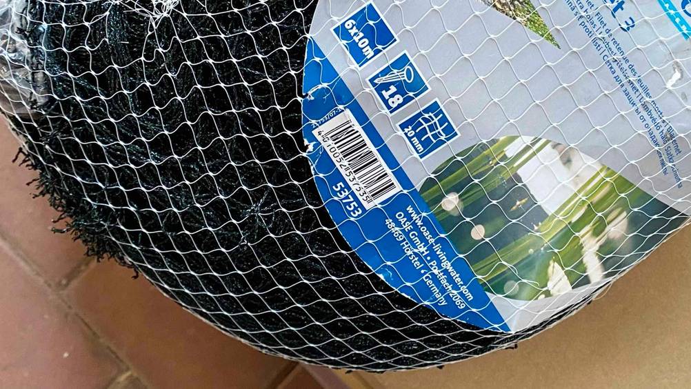 Teichnetz getestet: Nahaufnahme der Infografiken auf der Verpackung.