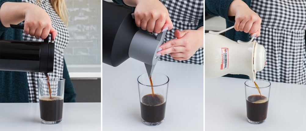 Eine Bildcollage zeigen verschiedene Verschlusssysteme von Thermokannen.