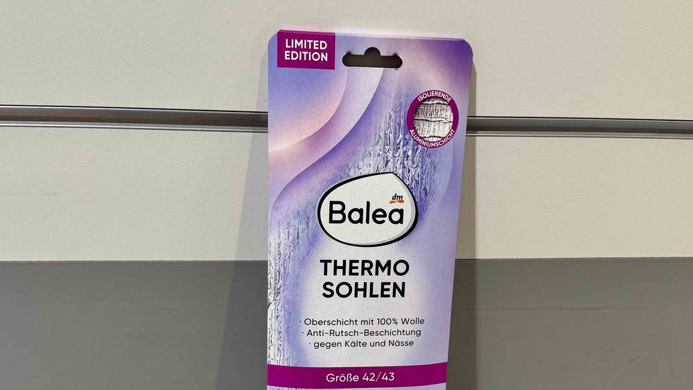 Thermosohlen getestet: Nahaufnahme der Vorderseite der Verpackung mit Logo und Artikelbezeichnung.