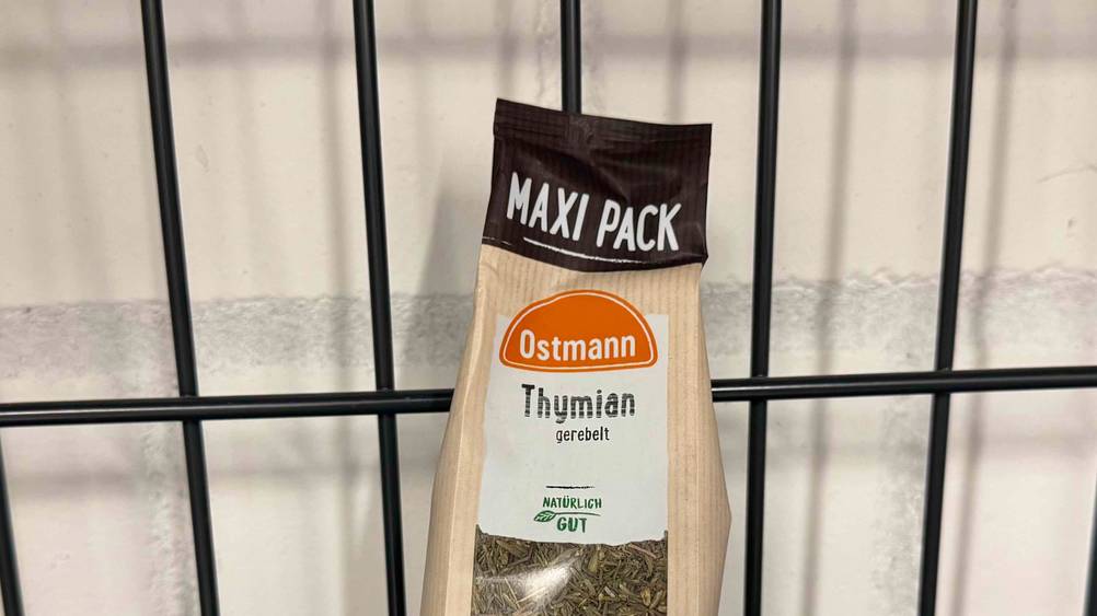 Thymian getestet: Nahaufnahme der Verpackung mit Logo und Artikelbezeichnung.