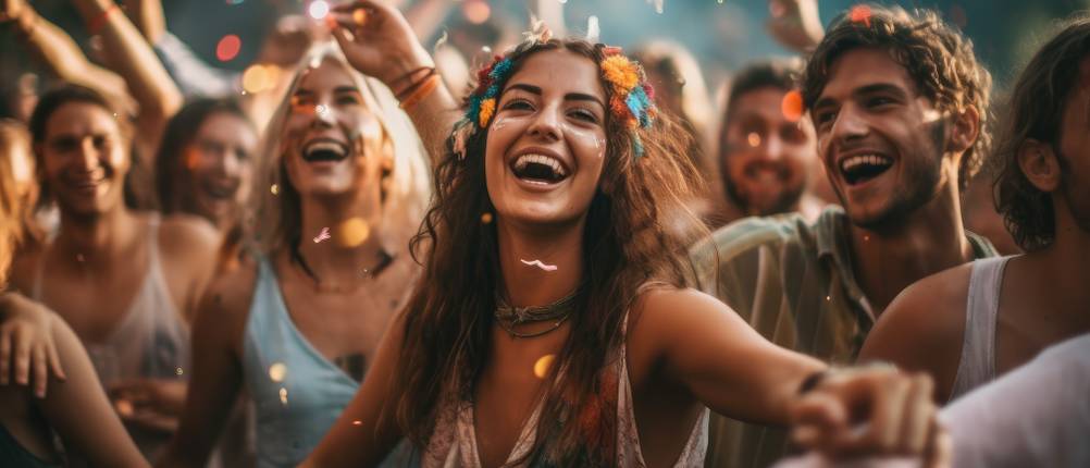 Ticketportale im Test: tanzende, lachende Frauen auf einem Festival.