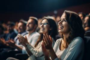 Ticketportale im Test: Mehrere Personen sitzen in einer Reihe und klatschen.