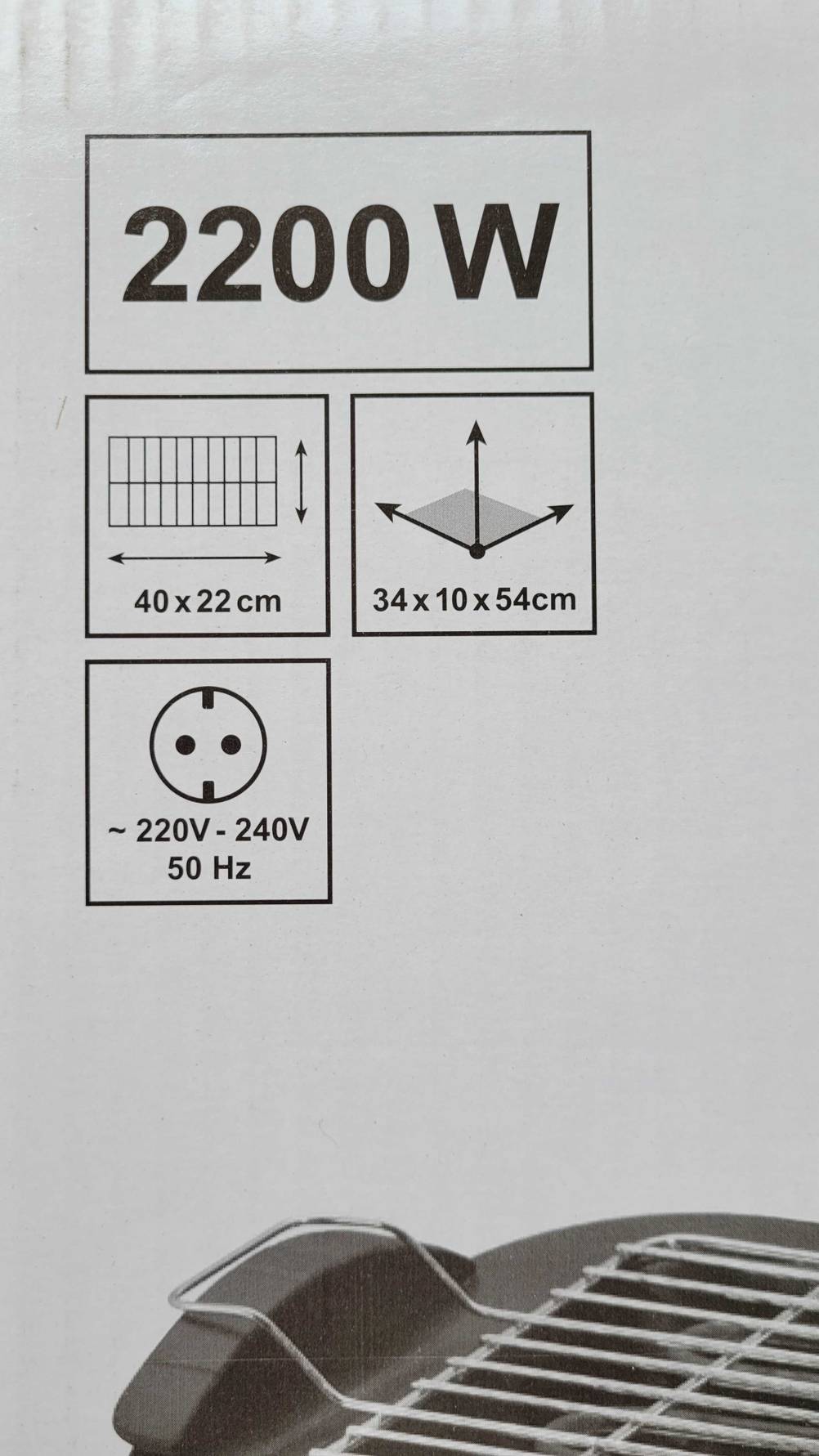 Verpackung von einem getesteten Tischgrill.