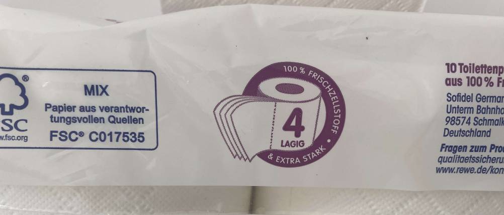 FSC-Siegel auf Verpackung von Toilettenpapier