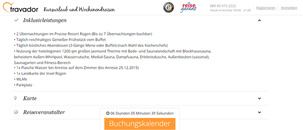 Unter dem Angebot sieht man, wie lange dieses noch gültig ist.