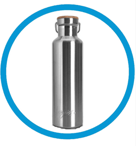 Glas-Trinkflasche-Test: Eine Trinkflasche aus Edelstahl mit Schraubverschluss. 