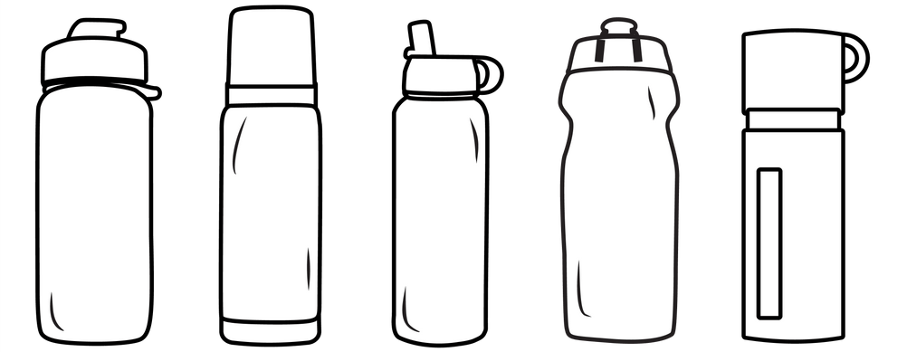 Vektorgrafik verschiedener Trinkflaschen nebeneinander