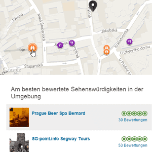 Bewertungen für Ausflugsziele werden direkt angezeigt.