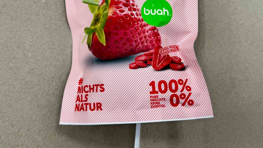 Trockenfrüchte getestet: Nahaufnahme der Verpackung mit Informationen.