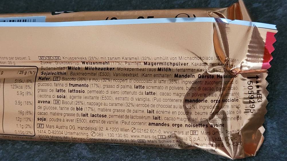 Nährwerttabelle getestet: Nahaufnahme der Inhaltsstoffe auf der Rückseite der Packung.
