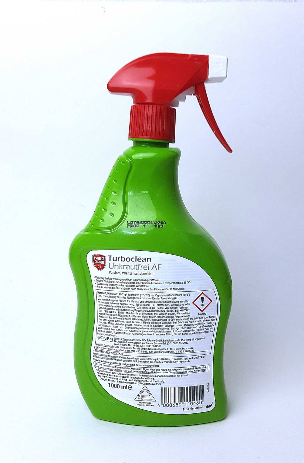 Rückseite der Flasche Unkrautvernichter im Test.
