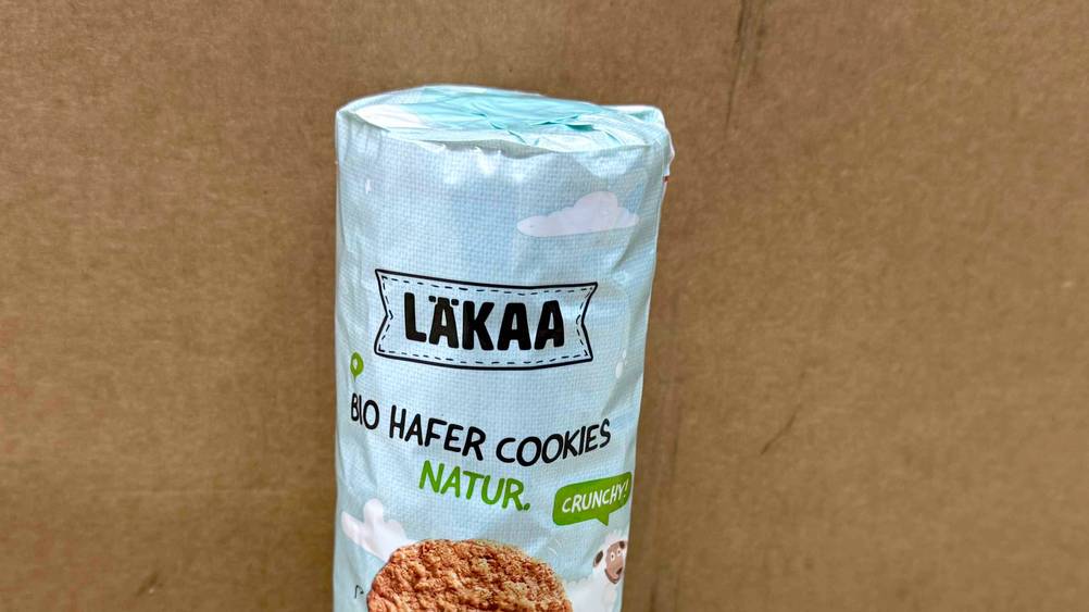 Vegane Kekse getestet: Nahaufnahme des Logos auf der Packung.