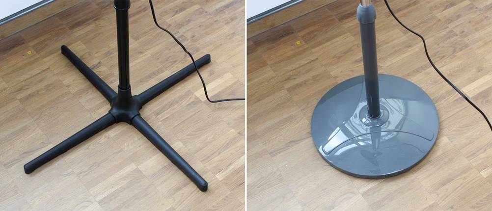 Zwei Ventilatoren mit großem und kleinem Standfuß.