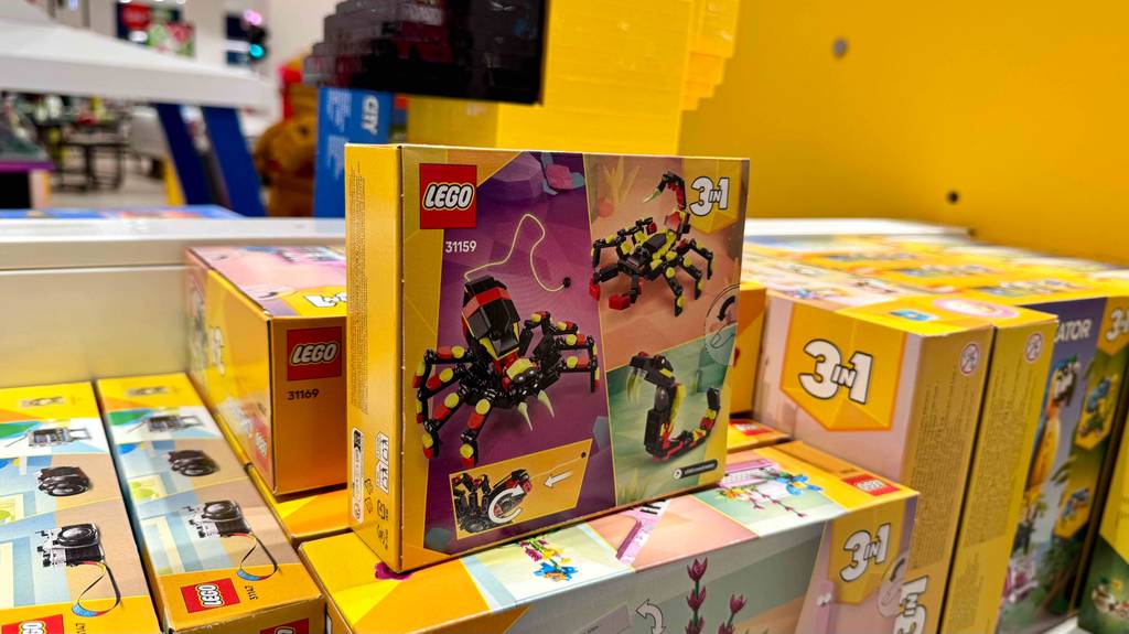 Auf mehreren Kartons mit 3 in 1 Lego-Creator im Test steht eine Packung, die Einzelteile in den Deutschlandfarben enthält.