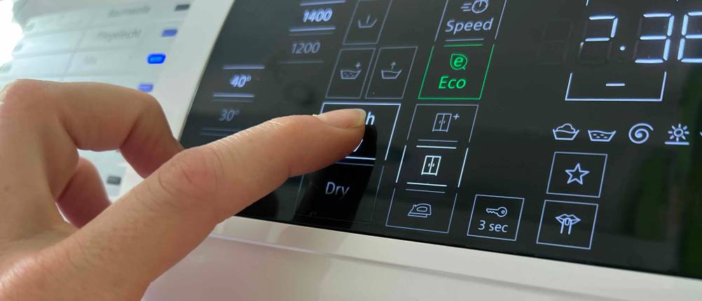 Das Display des getesteten Waschtrockners im Detail.