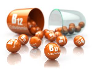 Vitamin-b12-Spray-Test: Grafik von Vitamin B12 Kügelchen. 