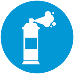 Grafik eines Sprays vor blauem Hintergrund