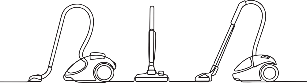 Skizze dreier Waschsauger auf einer Linie